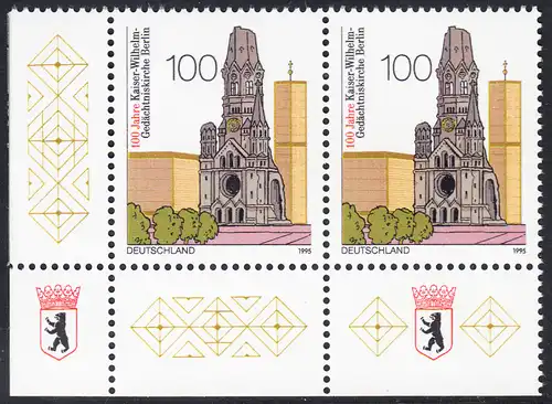 BUND 1995 Michel-Nummer 1812 postfrisch horiz.PAAR ECKRAND unten links