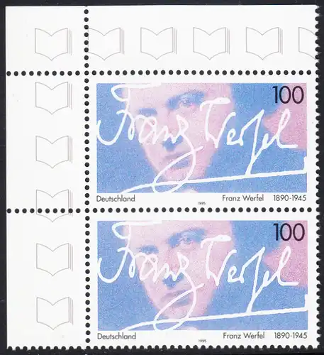 BUND 1995 Michel-Nummer 1813 postfrisch vert.PAAR ECKRAND oben links