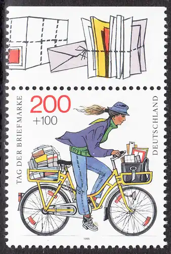 BUND 1995 Michel-Nummer 1814 postfrisch EINZELMARKE RAND oben (c)