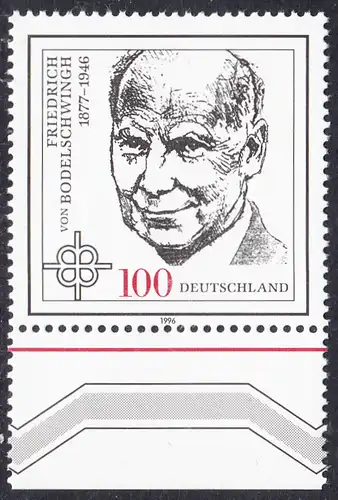 BUND 1996 Michel-Nummer 1835 postfrisch EINZELMARKE RAND unten 