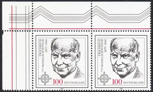 BUND 1996 Michel-Nummer 1835 postfrisch horiz.PAAR ECKRAND oben links