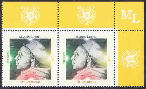 BUND 1996 Michel-Nummer 1841 postfrisch horiz.PAAR ECKRAND oben rechts