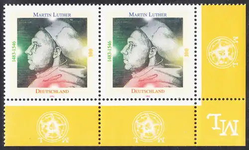 BUND 1996 Michel-Nummer 1841 postfrisch horiz.PAAR ECKRAND unten rechts