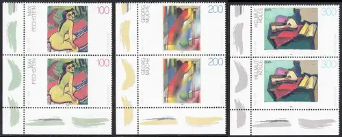 BUND 1996 Michel-Nummer 1843-1845 postfrisch SATZ(3) vert.PAARE ECKRÄNDER unten links