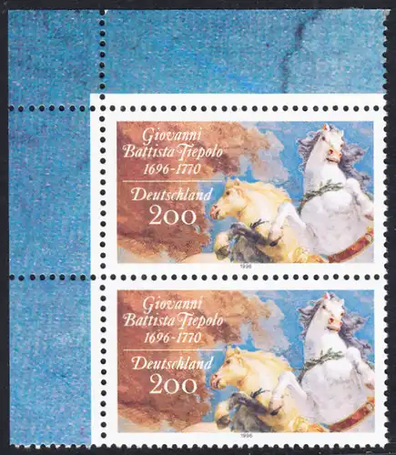 BUND 1996 Michel-Nummer 1847 postfrisch vert.PAAR ECKRAND oben links