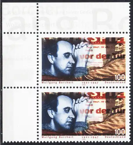 BUND 1996 Michel-Nummer 1858 postfrisch vert.PAAR ECKRAND oben links