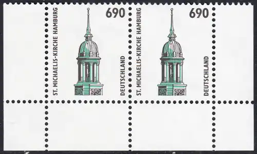 BUND 1996 Michel-Nummer 1860 postfrisch horiz.PAARECK RÄNDER unten rechts/unten links