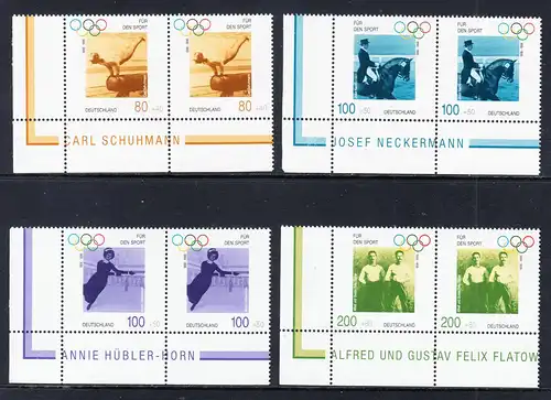 BUND 1996 Michel-Nummer 1861-1864 postfrisch SATZ(4) horiz.PAAR ECKRÄNDER unten links