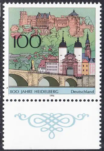 BUND 1996 Michel-Nummer 1868 postfrisch EINZELMARKE RAND unten