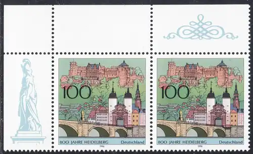 BUND 1996 Michel-Nummer 1868 postfrisch horiz.PAAR ECKRAND oben links