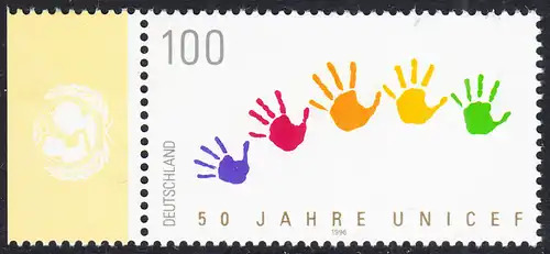 BUND 1996 Michel-Nummer 1869 postfrisch EINZELMARKE RAND links