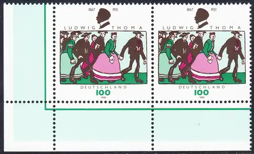 BUND 1996 Michel-Nummer 1870 postfrisch horiz.PAAR ECKRAND unten links