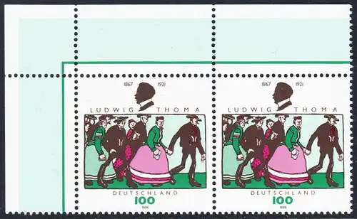 BUND 1996 Michel-Nummer 1870 postfrisch horiz.PAAR ECKRAND oben links