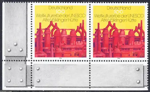 BUND 1996 Michel-Nummer 1875 postfrisch horiz.PAAR ECKRAND unten links