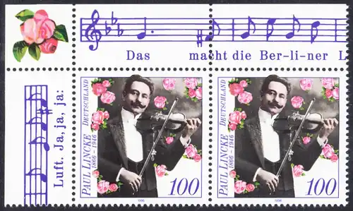 BUND 1996 Michel-Nummer 1876 postfrisch horiz.PAAR ECKRAND oben links