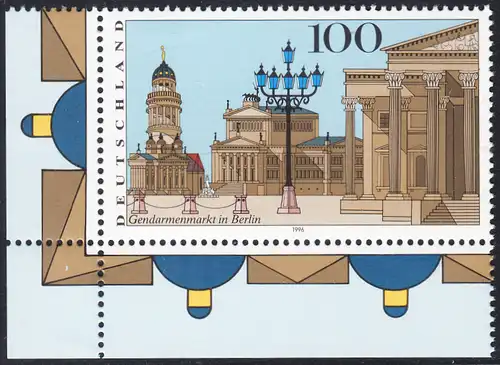 BUND 1996 Michel-Nummer 1877 postfrisch EINZELMARKE ECKRAND unten links