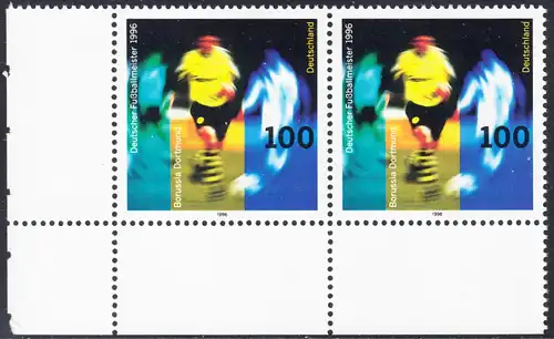 BUND 1996 Michel-Nummer 1879 postfrisch horiz.PAAR ECKRAND unten links