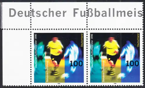 BUND 1996 Michel-Nummer 1879 postfrisch horiz.PAAR ECKRAND oben links