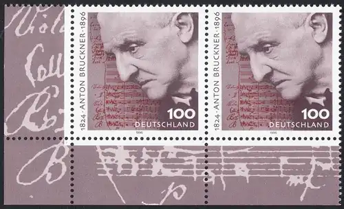 BUND 1996 Michel-Nummer 1888 postfrisch horiz.PAAR ECKRAND unten links