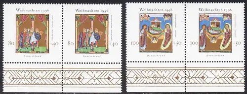 BUND 1996 Michel-Nummer 1891-1892 postfrisch SATZ(2) horiz.PAARE RÄNDER unten 