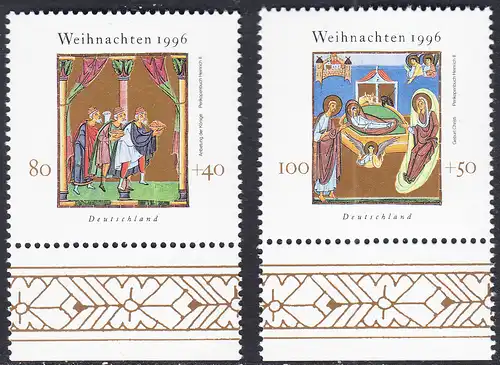 BUND 1996 Michel-Nummer 1891-1892 postfrisch SATZ(2) EINZELMARKEN RÄNDER unten