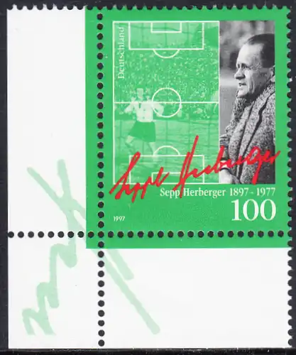 BUND 1997 Michel-Nummer 1896 postfrisch EINZELMARKE ECKRAND unten links