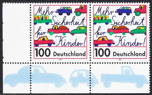 BUND 1997 Michel-Nummer 1897 postfrisch horiz.PAAR ECKRAND unten links