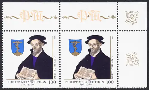 BUND 1997 Michel-Nummer 1902 postfrisch horiz.PAAR ECKRAND oben rechts