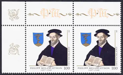 BUND 1997 Michel-Nummer 1902 postfrisch horiz.PAAR ECKRAND oben links