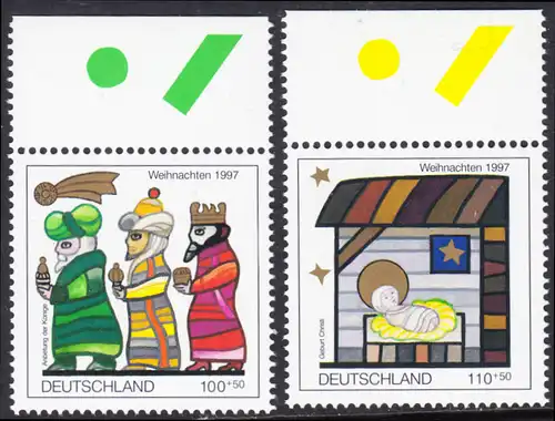 BUND 1997 Michel-Nummer 1959-1960 postfrisch SATZ(2) EINZELMARKEN RÄNDER oben (b)
