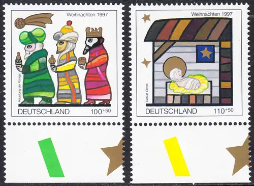 BUND 1997 Michel-Nummer 1959-1960 postfrisch SATZ(2) EINZELMARKEN RÄNDER unten (a)