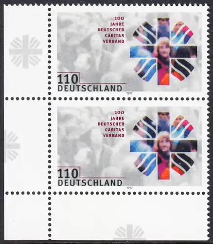 BUND 1997 Michel-Nummer 1964 postfrisch vert.PAAR ECKRAND unten links