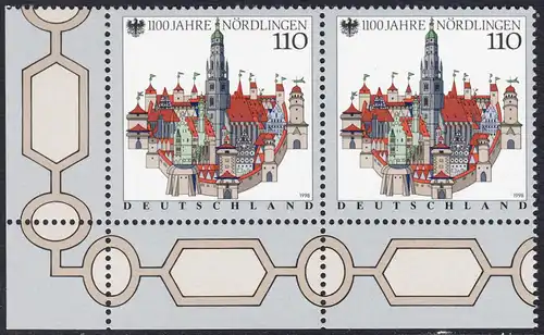 BUND 1998 Michel-Nummer 1965 postfrisch horiz.PAAR ECKRAND unten links