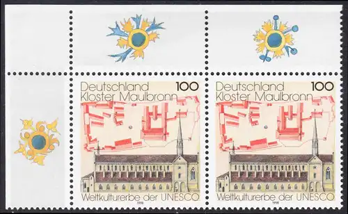 BUND 1998 Michel-Nummer 1966 postfrisch horiz.PAAR ECKRAND oben links