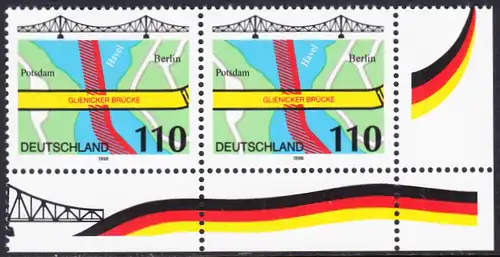 BUND 1998 Michel-Nummer 1967 postfrisch horiz.PAAR ECKRAND unten rechts