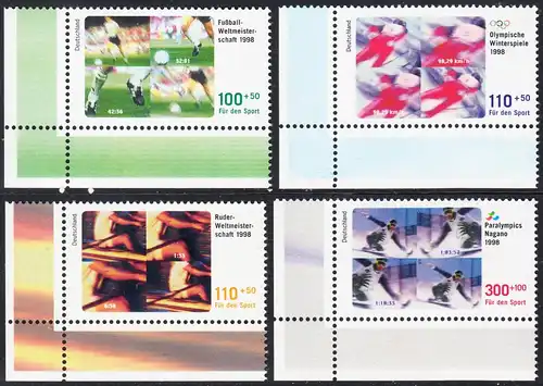 BUND 1998 Michel-Nummer 1968-1971 postfrisch SATZ(4) EINZELMARKEN ECKRÄNDER unten links