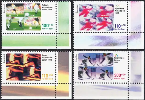 BUND 1998 Michel-Nummer 1968-1971 postfrisch SATZ(4) EINZELMARKEN ECKRÄNDER unten rechts