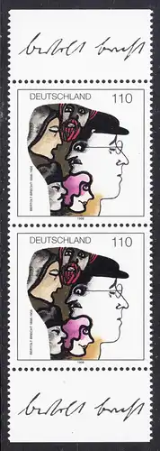 BUND 1998 Michel-Nummer 1972 postfrisch vert.PAAR RÄNDER unten/oben 