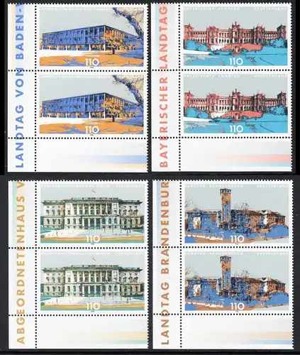 BUND 1998 Michel-Nummer 1974-1977 postfrisch SATZ(4) vert.PAAR ECKRÄNDER unten links