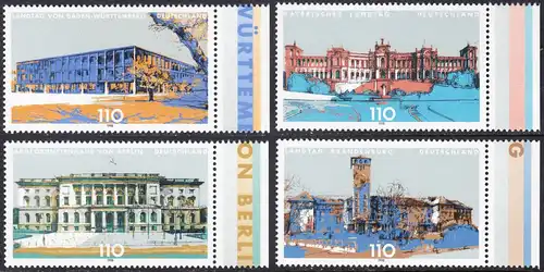 BUND 1998 Michel-Nummer 1974-1977 postfrisch SATZ(4) EINZELMARKEN RÄNDER rechts (b)