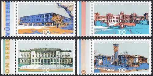 BUND 1998 Michel-Nummer 1974-1977 postfrisch SATZ(4) EINZELMARKEN RÄNDER links (b)