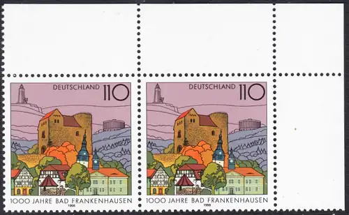 BUND 1998 Michel-Nummer 1978 postfrisch horiz.PAAR ECKRAND oben rechts