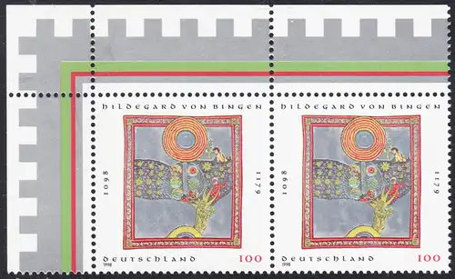 BUND 1998 Michel-Nummer 1981 postfrisch horiz.PAAR ECKRAND oben links