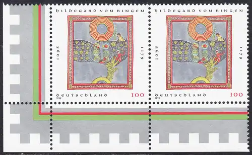 BUND 1998 Michel-Nummer 1981 postfrisch horiz.PAAR ECKRAND unten links