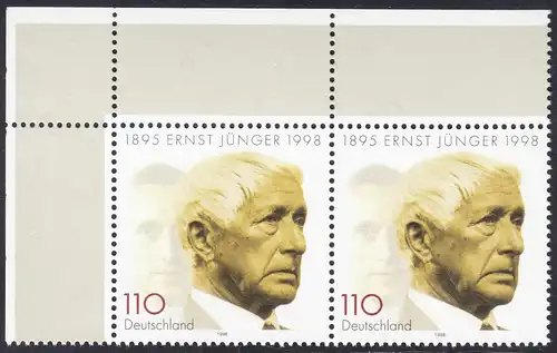 BUND 1998 Michel-Nummer 1984 postfrisch horiz.PAAR ECKRAND oben links