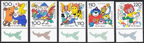 BUND 1998 Michel-Nummer 1990-1994 postfrisch SATZ(5) EINZELMARKEN RÄNDER unten (b)