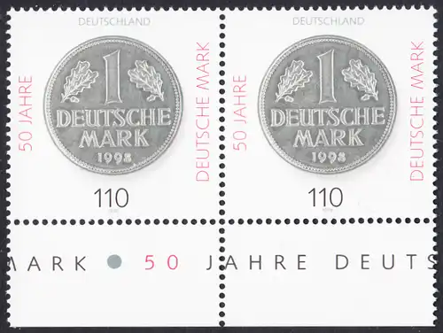 BUND 1998 Michel-Nummer 1996 postfrisch horiz.PAAR RAND unten (a)