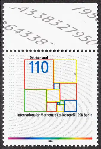 BUND 1998 Michel-Nummer 2005 postfrisch EINZELMARKE RAND oben (a)