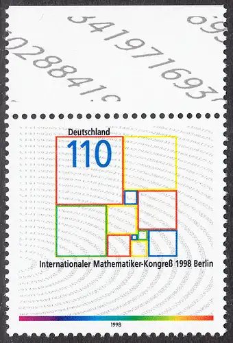 BUND 1998 Michel-Nummer 2005 postfrisch EINZELMARKE RAND oben (c)