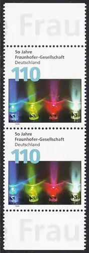 BUND 1999 Michel-Nummer 2038 postfrisch vert.PAAR RÄNDER unten/oben (b)